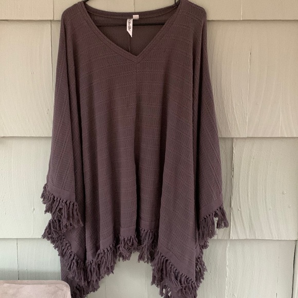 Others Follow Tops - Others Follow Brown Fringe Poncho